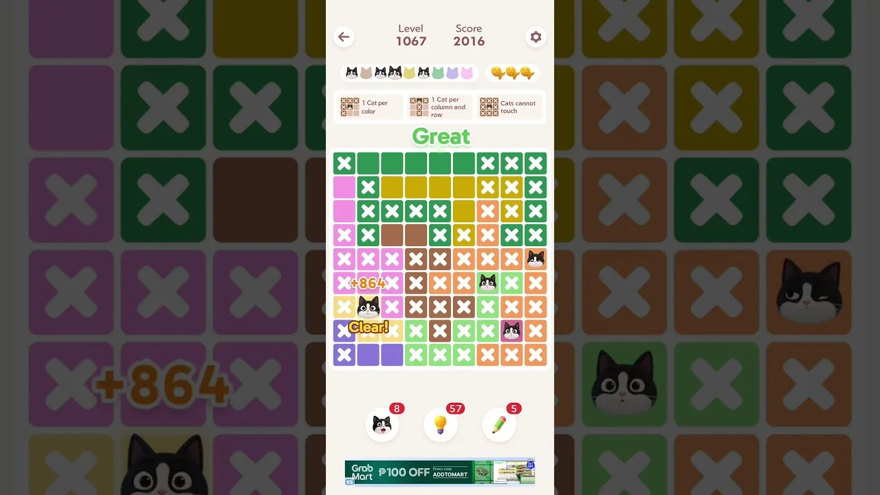 Meowdoku Level 1067 board layout