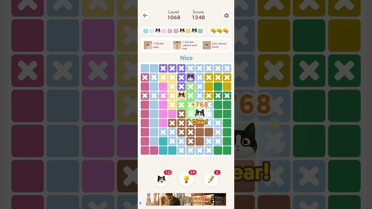 Meowdoku Level 1068 board layout