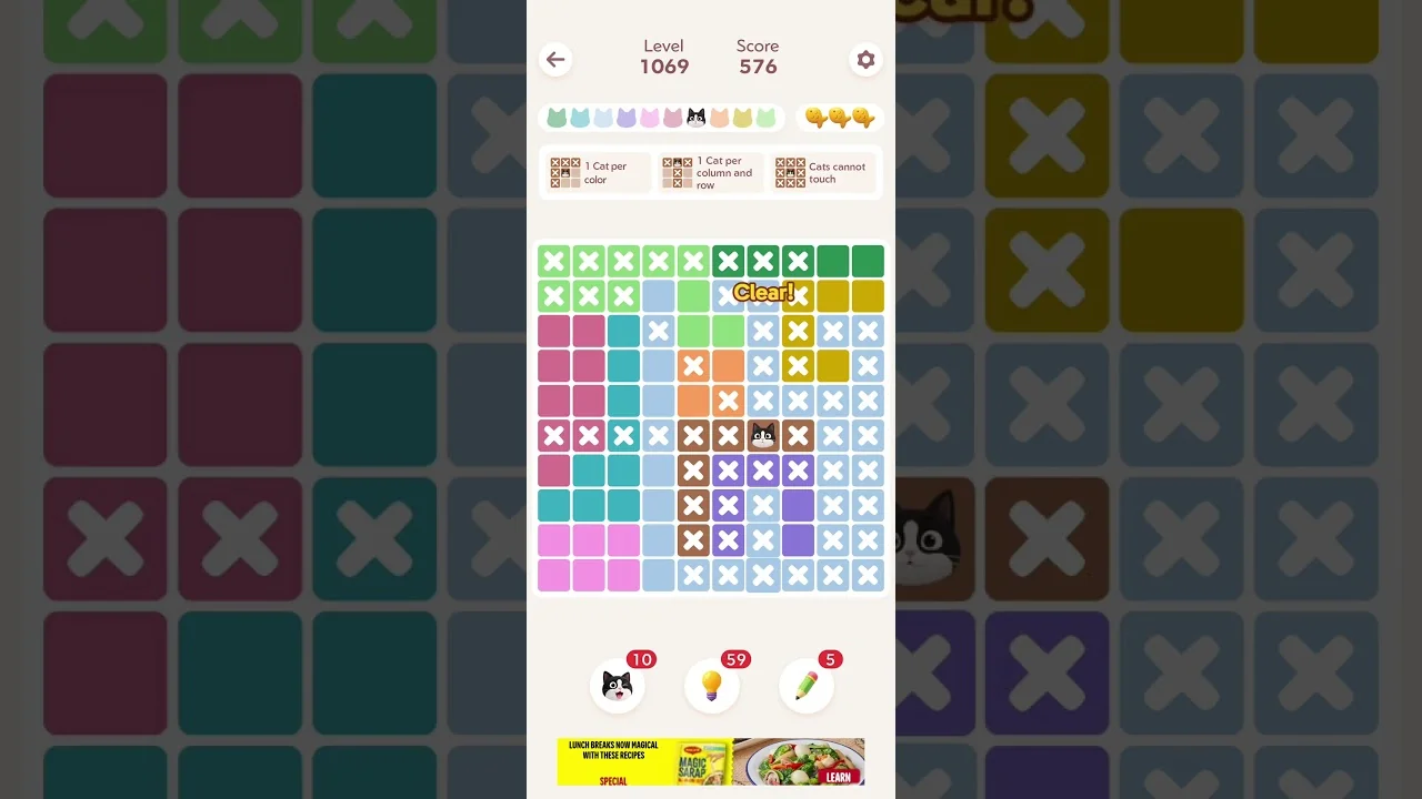 Meowdoku Level 1069 board layout