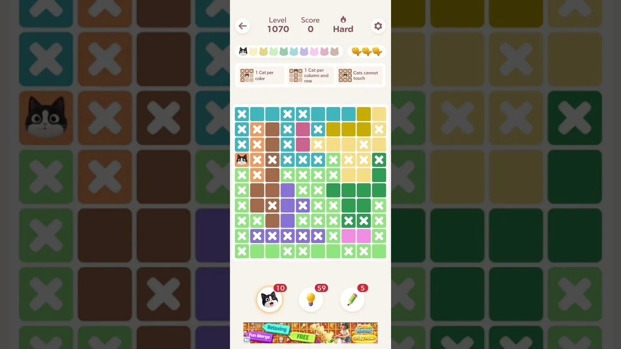 Meowdoku Level 1070 board layout