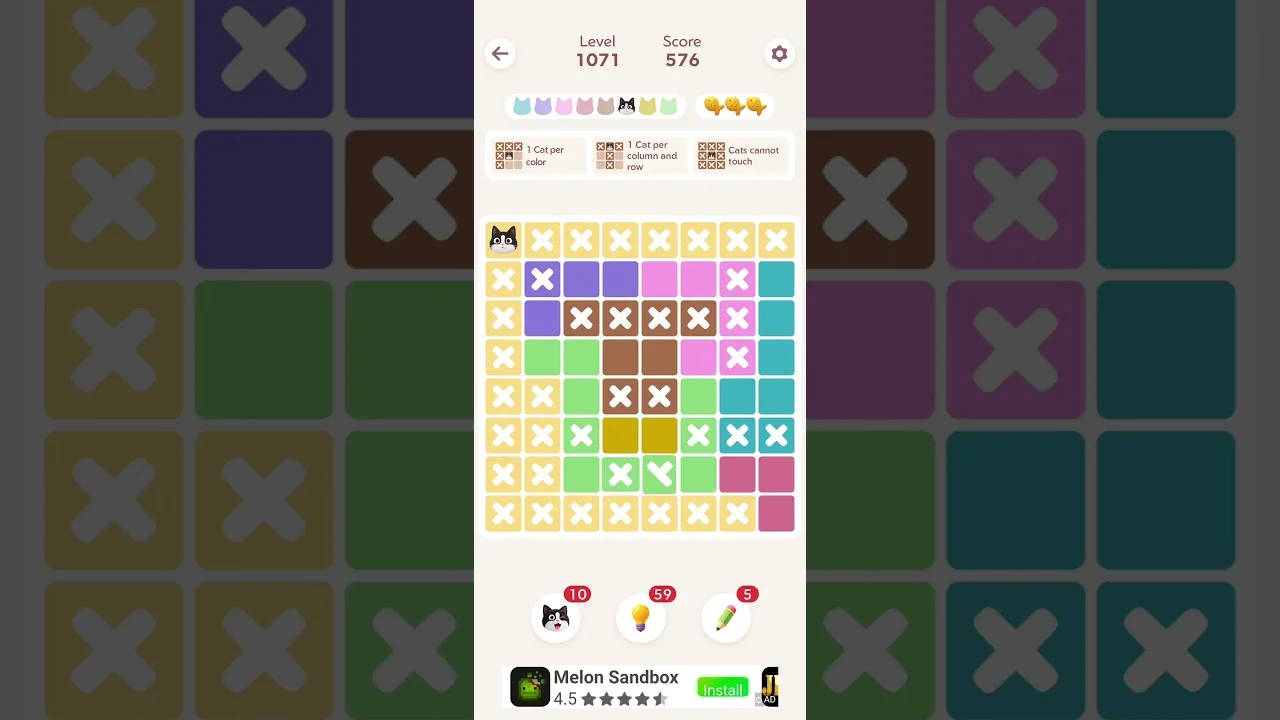 Meowdoku Level 1071 board layout