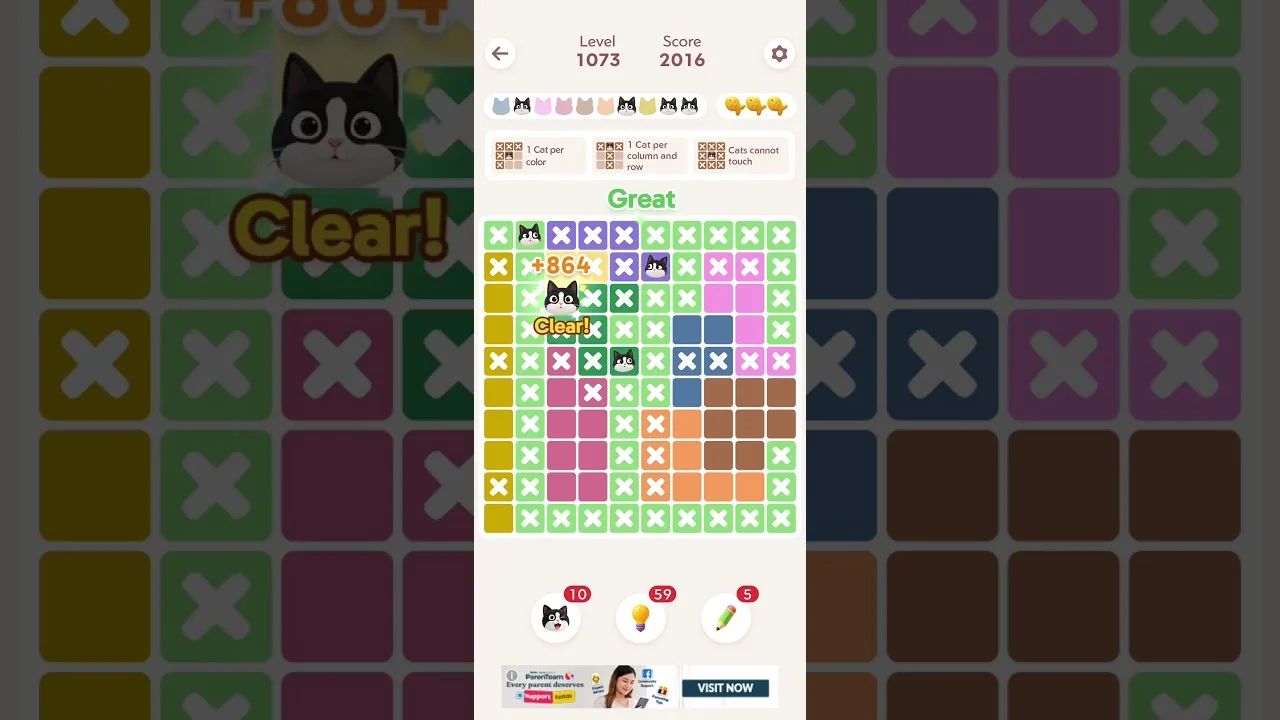 Meowdoku Level 1073 board layout