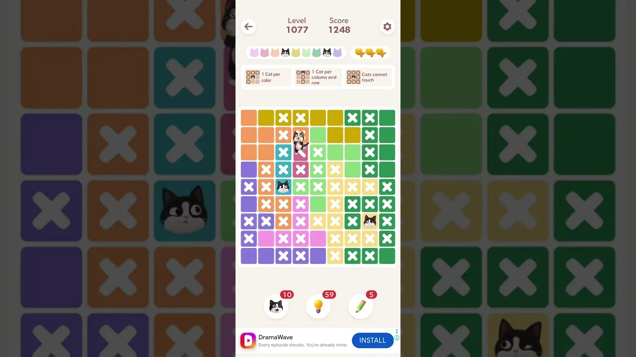 Meowdoku Level 1077 board layout