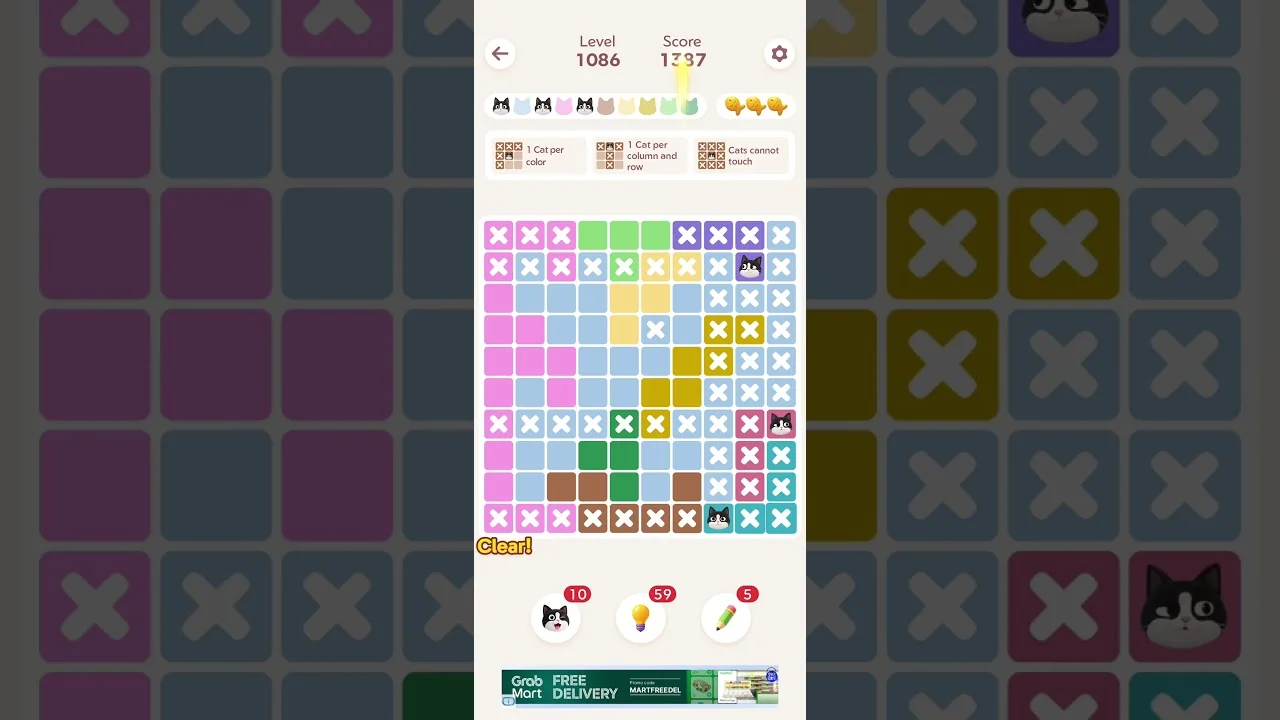 Meowdoku Level 1086 board layout