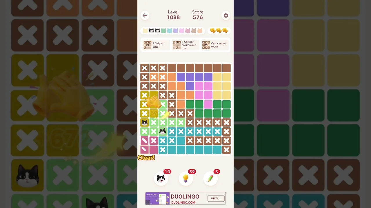 Meowdoku Level 1088 board layout