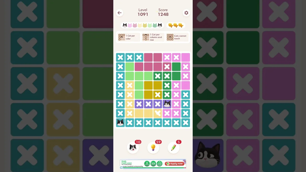 Meowdoku Level 1091 board layout