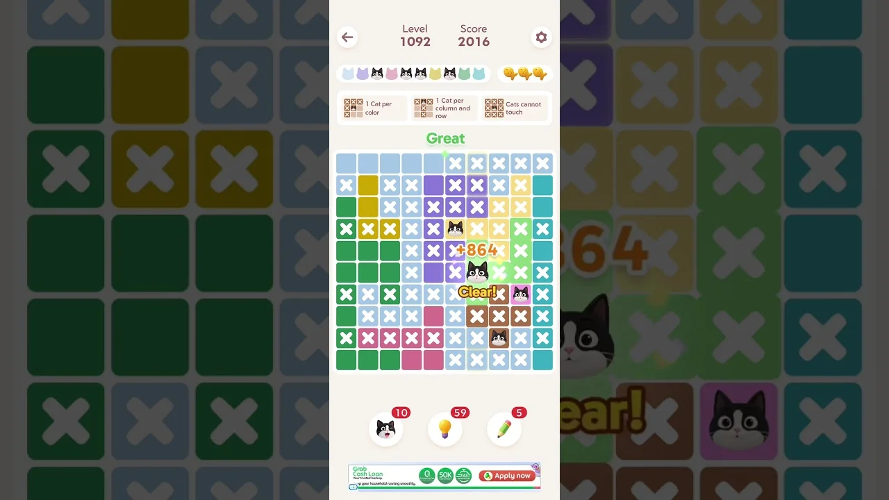 Meowdoku Level 1092 board layout