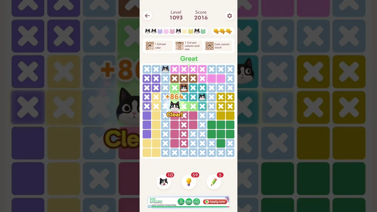 Meowdoku Level 1093 board layout