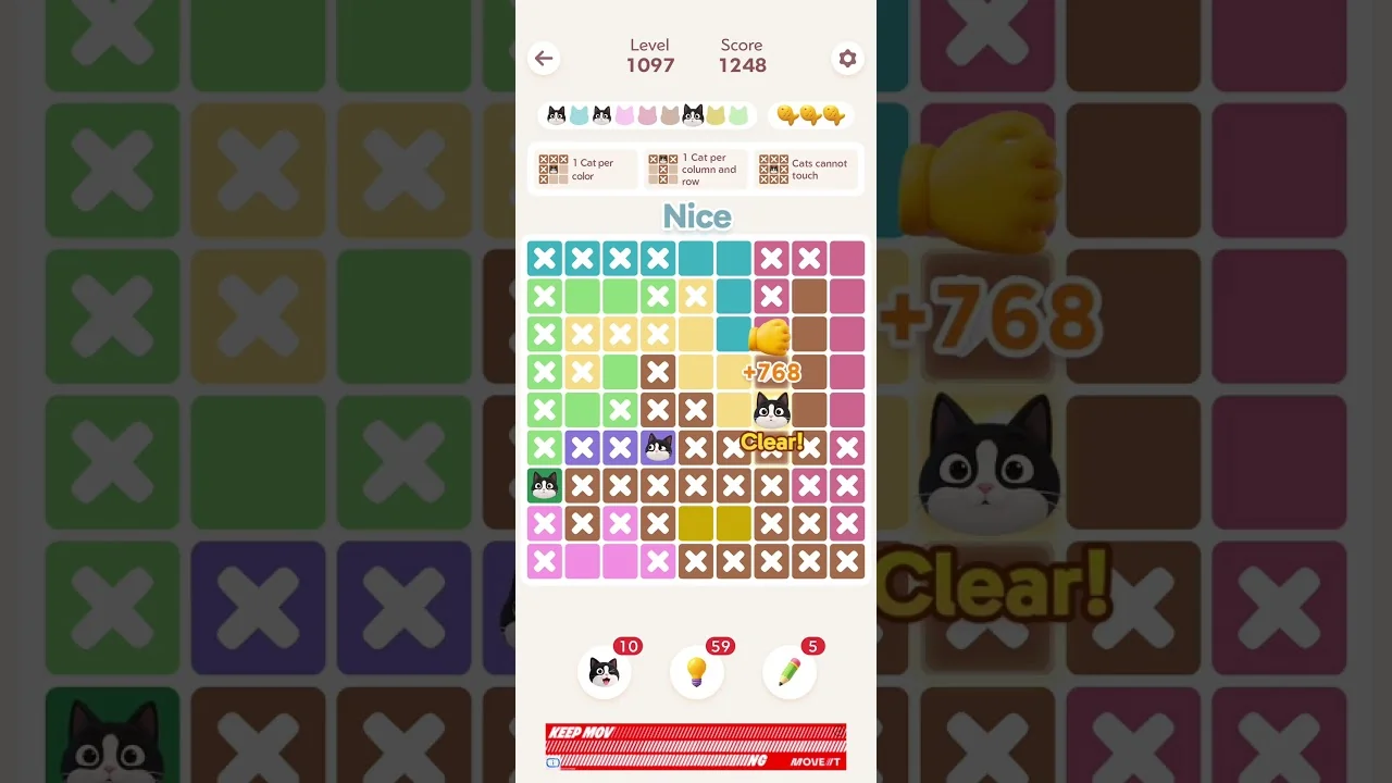 Meowdoku Level 1097 board layout