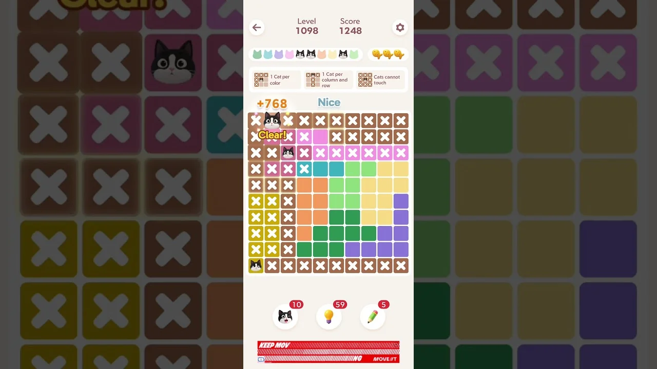 Meowdoku Level 1098 board layout