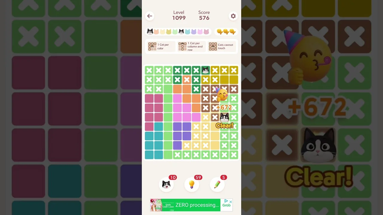 Meowdoku Level 1099 board layout