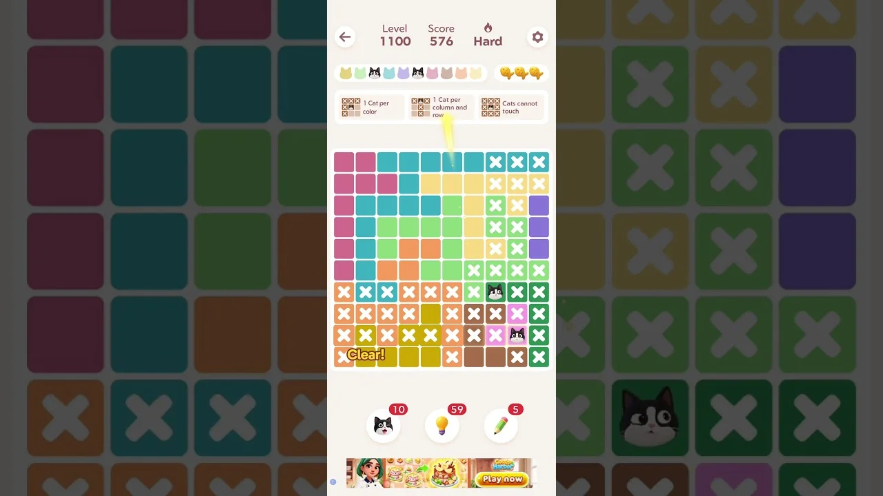 Meowdoku Level 1100 board layout