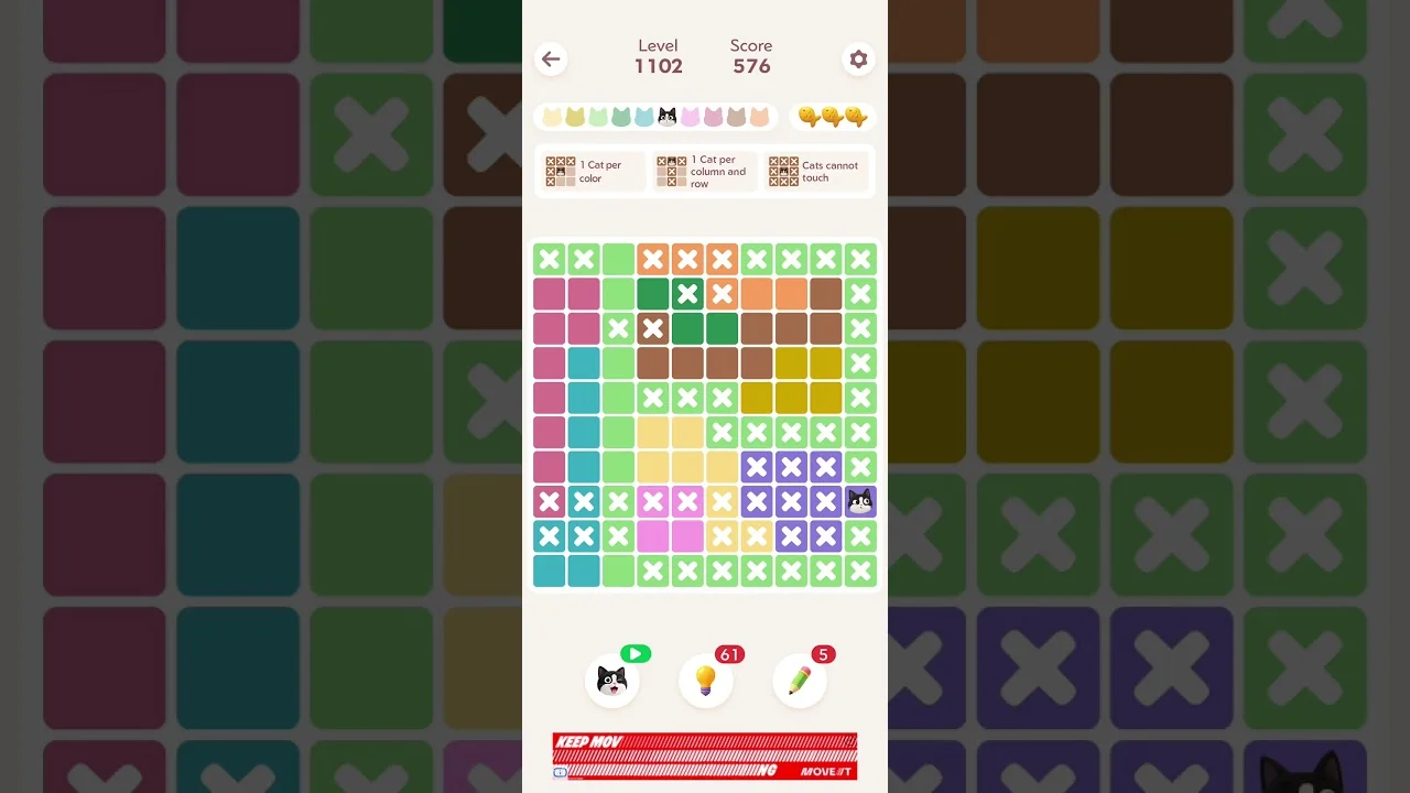 Meowdoku Level 1102 board layout