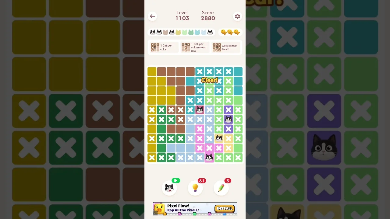 Meowdoku Level 1103 board layout