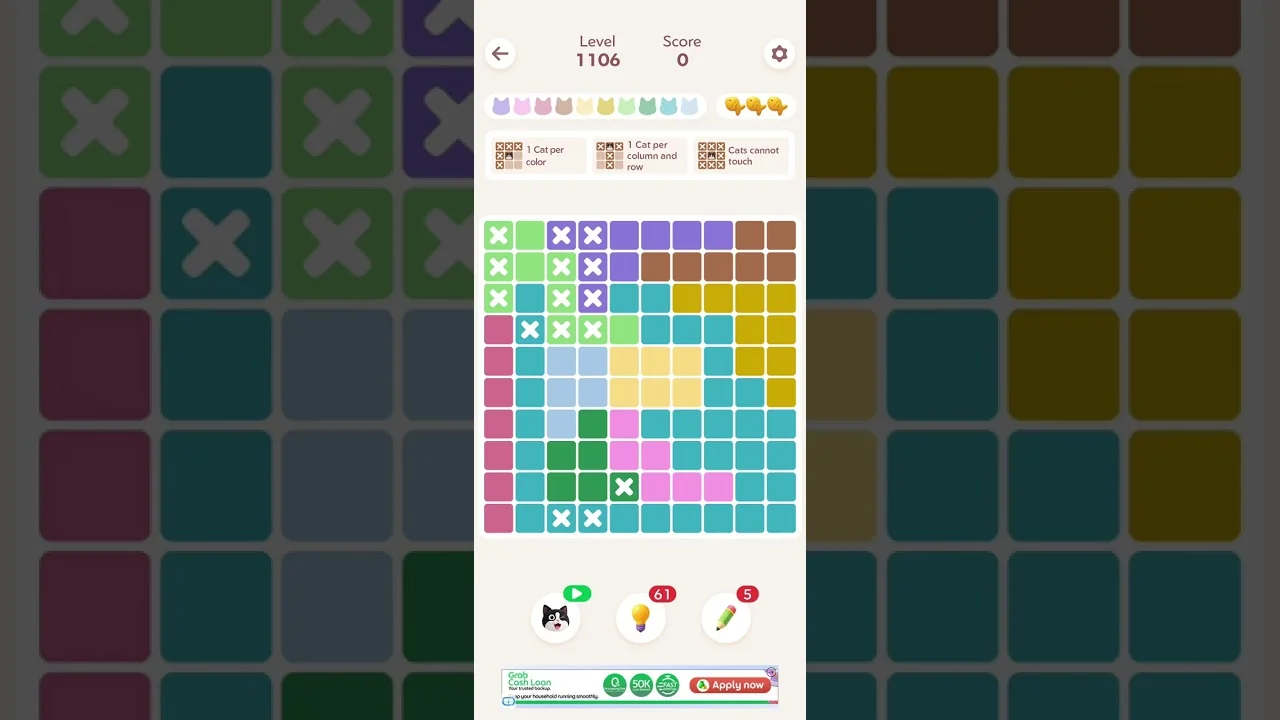 Meowdoku Level 1106 board layout
