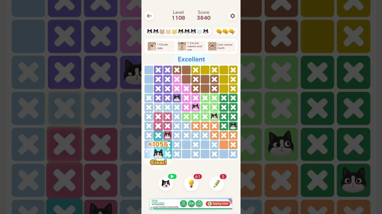 Meowdoku Level 1108 board layout