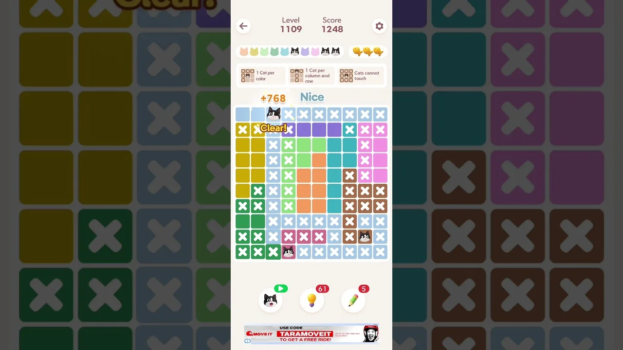 Meowdoku Level 1109 board layout