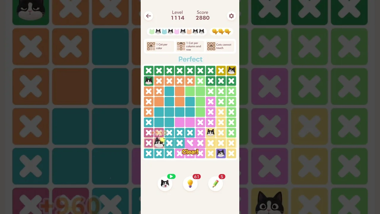 Meowdoku Level 1114 board layout