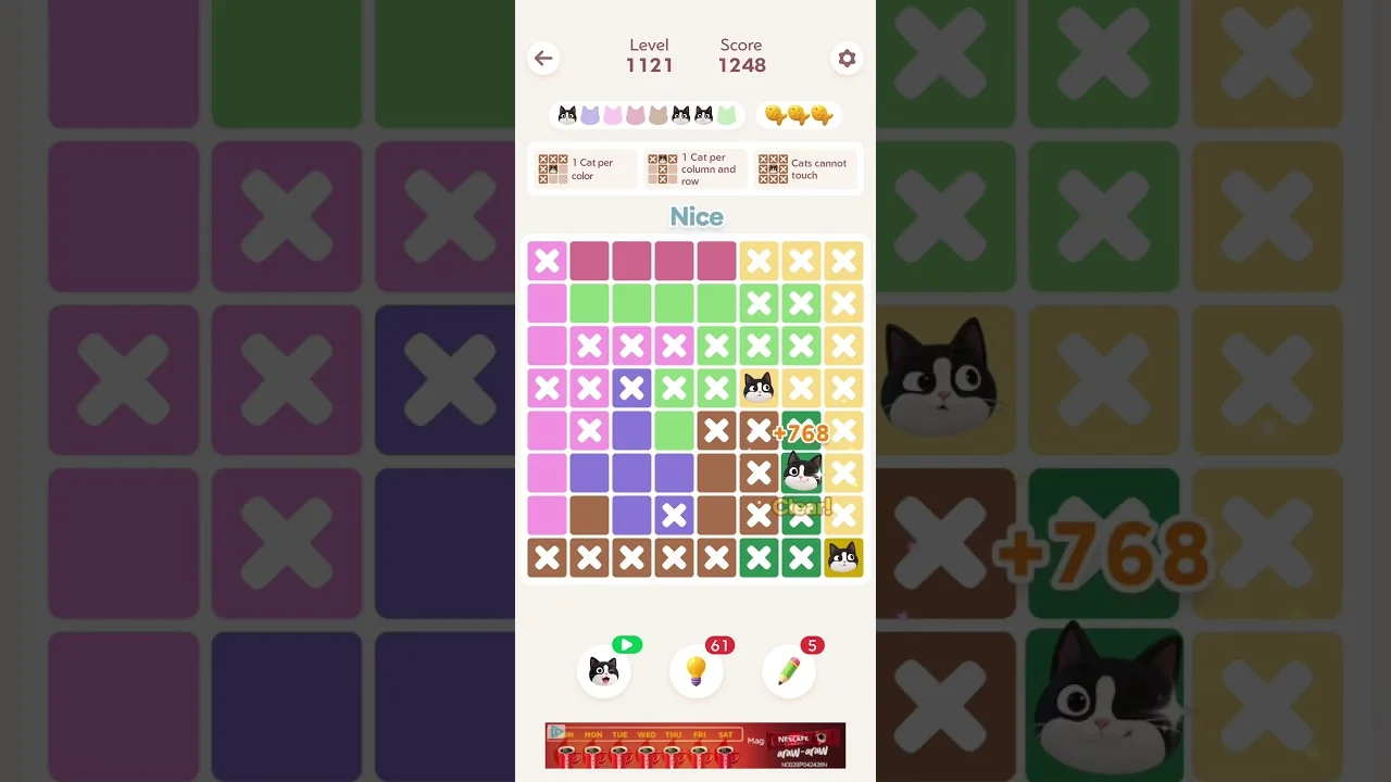 Meowdoku Level 1121 board layout