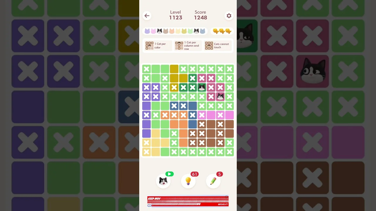 Meowdoku Level 1123 board layout