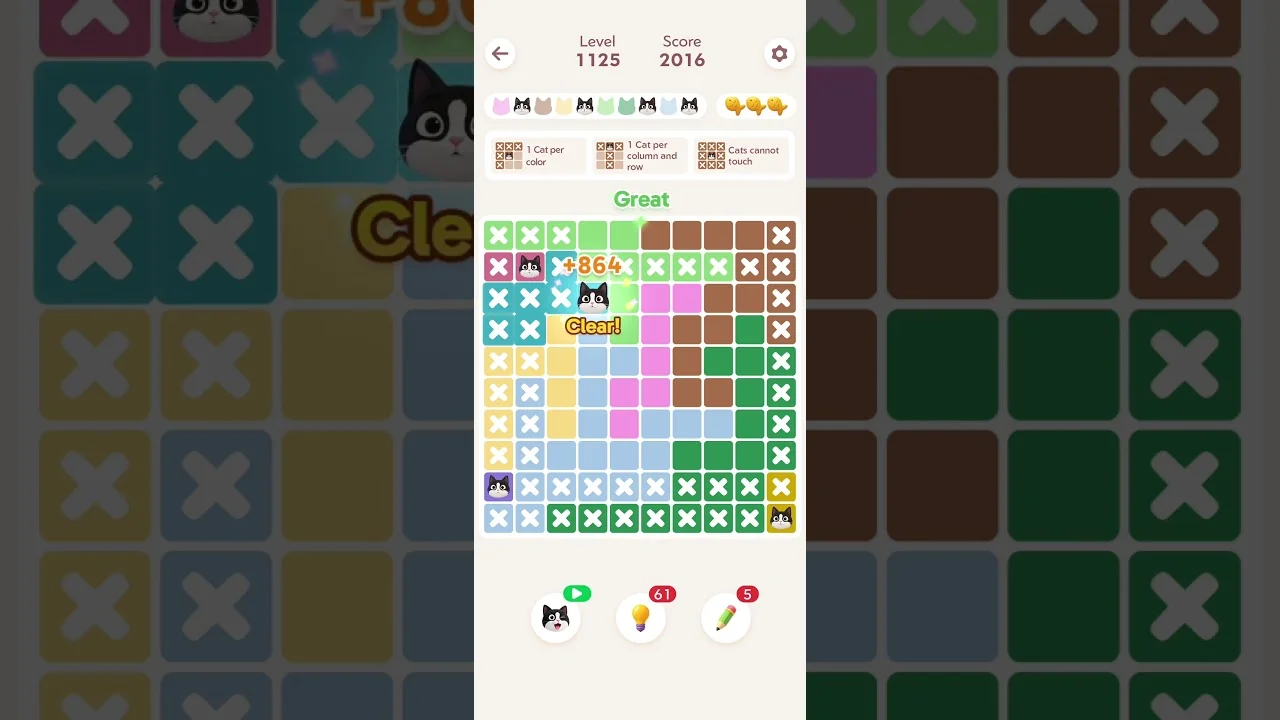 Meowdoku Level 1125 board layout