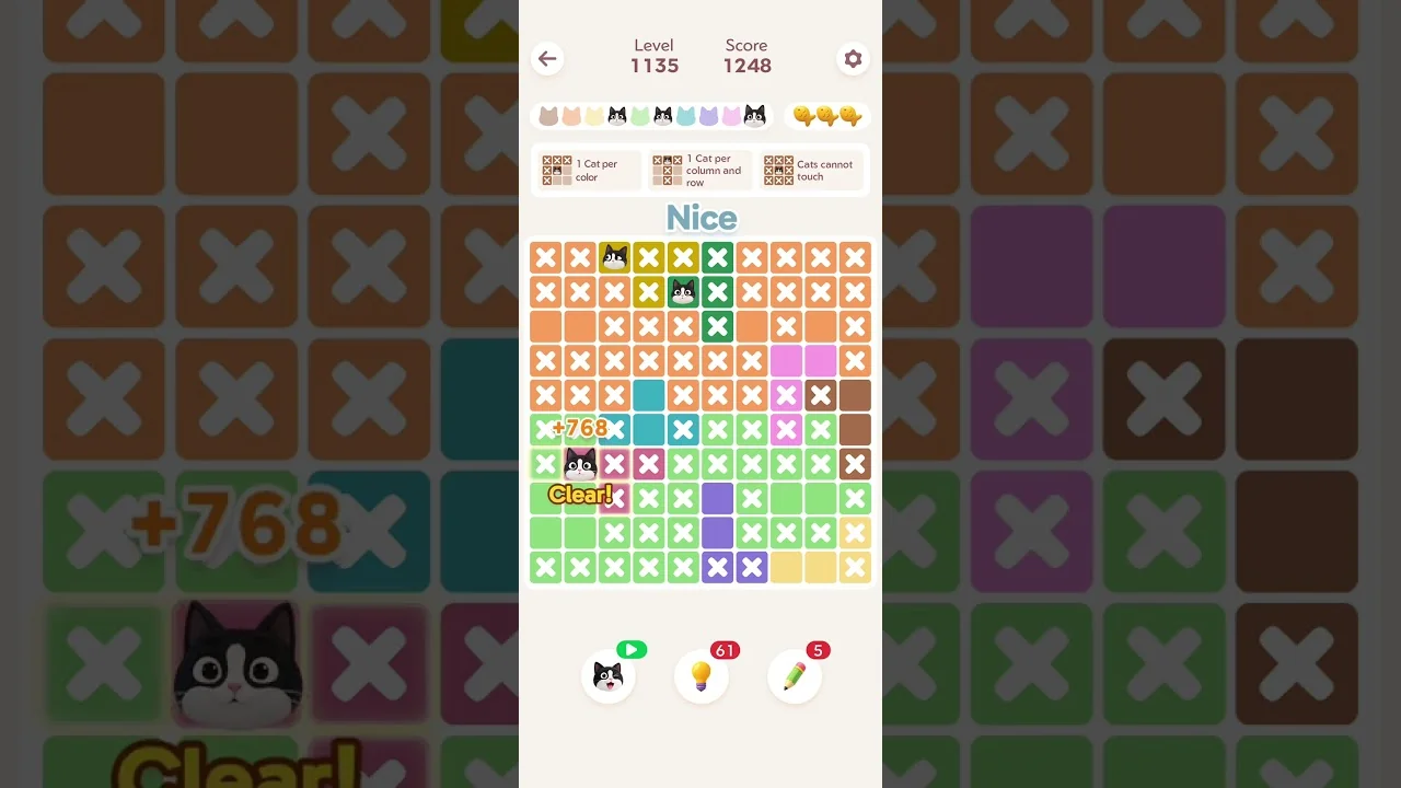 Meowdoku Level 1135 board layout