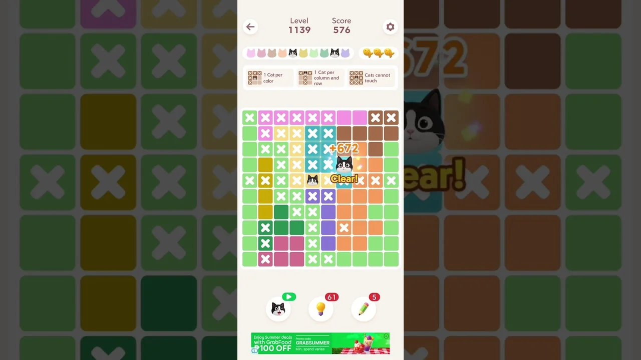 Meowdoku Level 1139 board layout