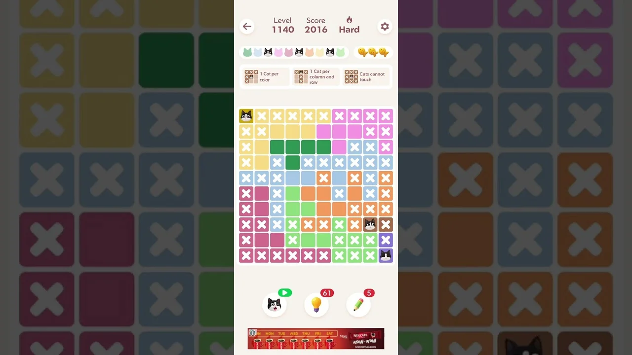 Meowdoku Level 1140 board layout