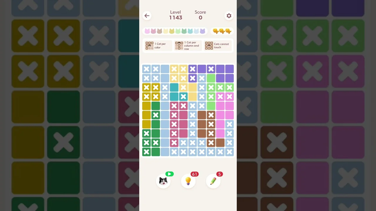 Meowdoku Level 1143 board layout