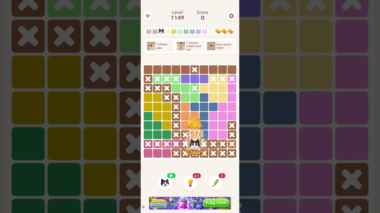 Meowdoku Level 1149 board layout