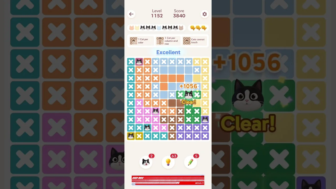 Meowdoku Level 1152 board layout