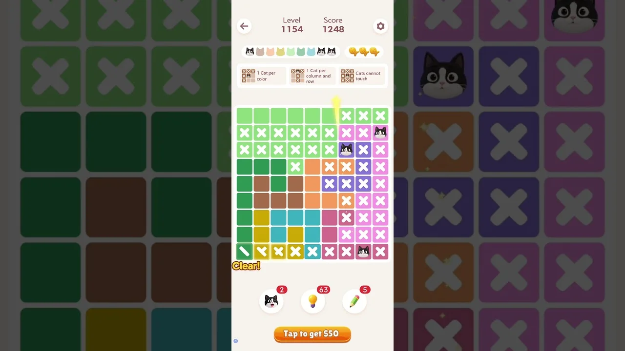 Meowdoku Level 1154 board layout