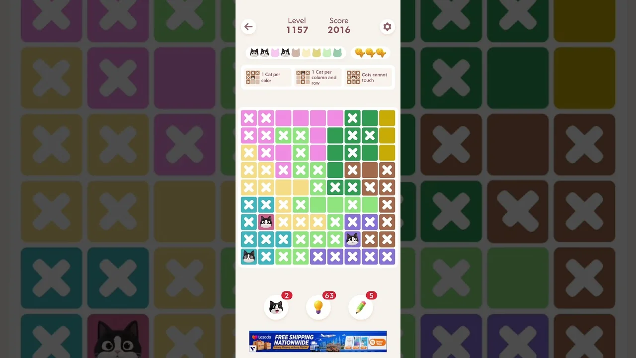 Meowdoku Level 1157 board layout
