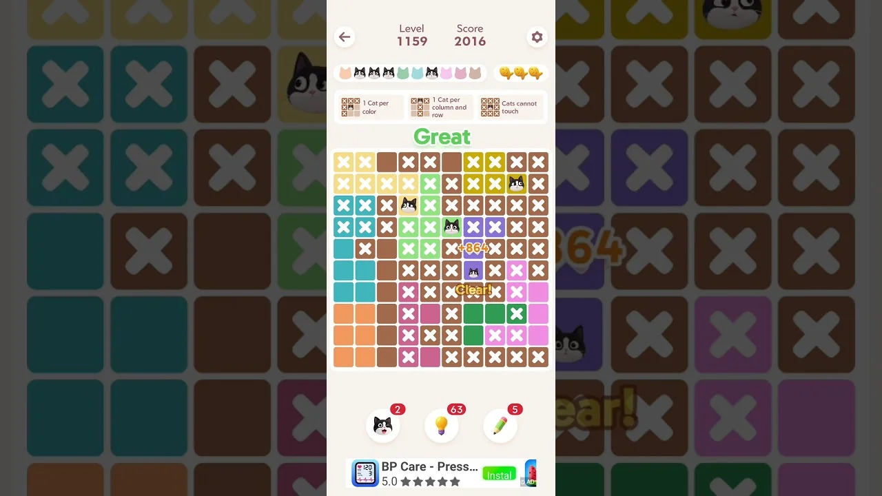 Meowdoku Level 1159 board layout
