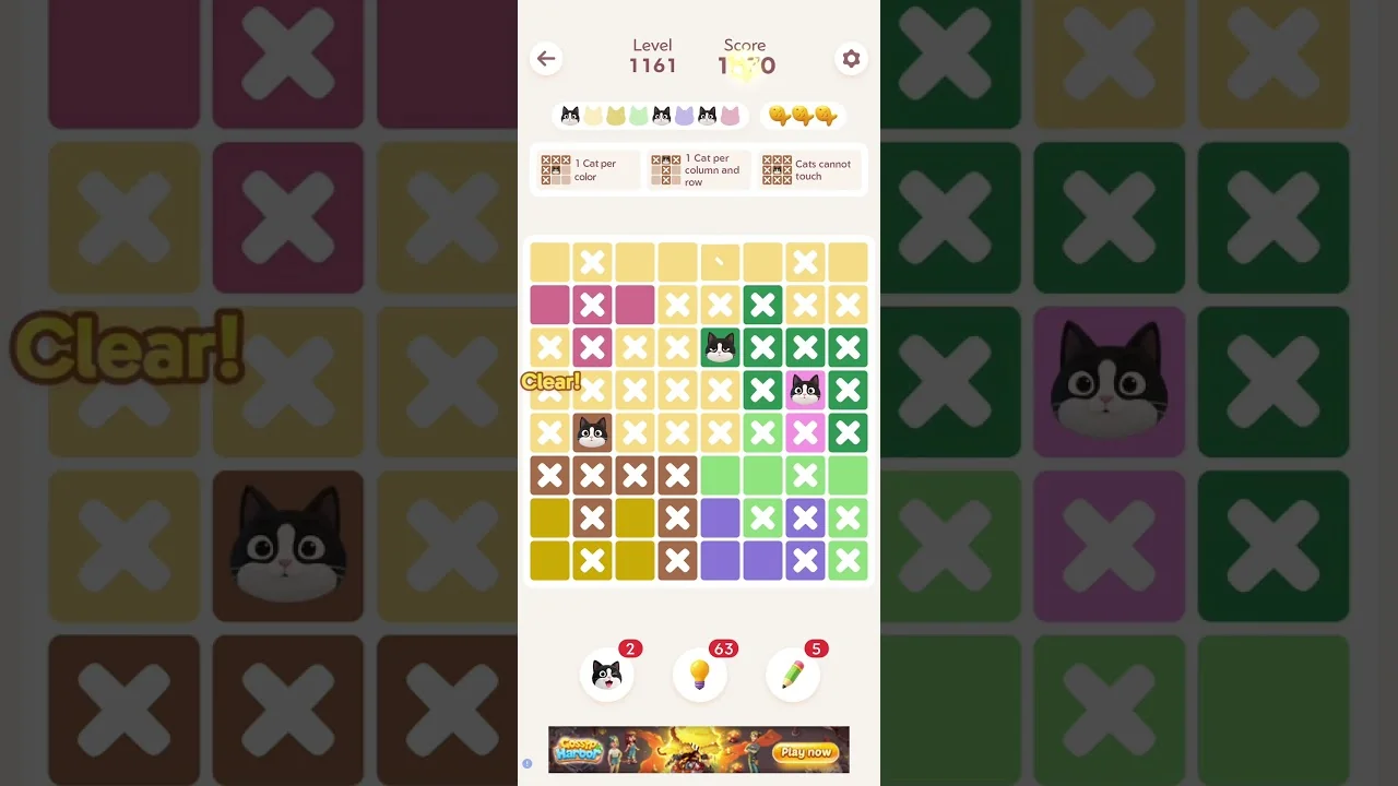 Meowdoku Level 1161 board layout