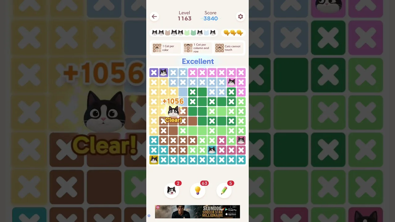 Meowdoku Level 1163 board layout