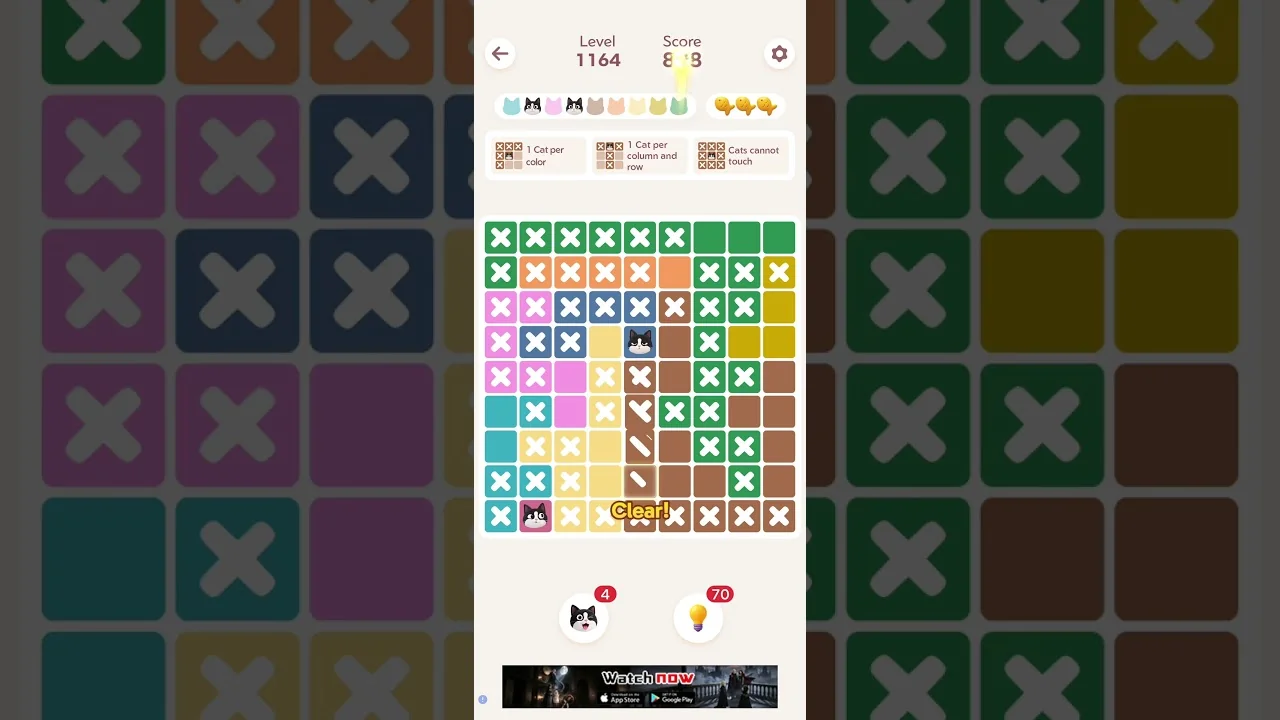 Meowdoku Level 1164 board layout