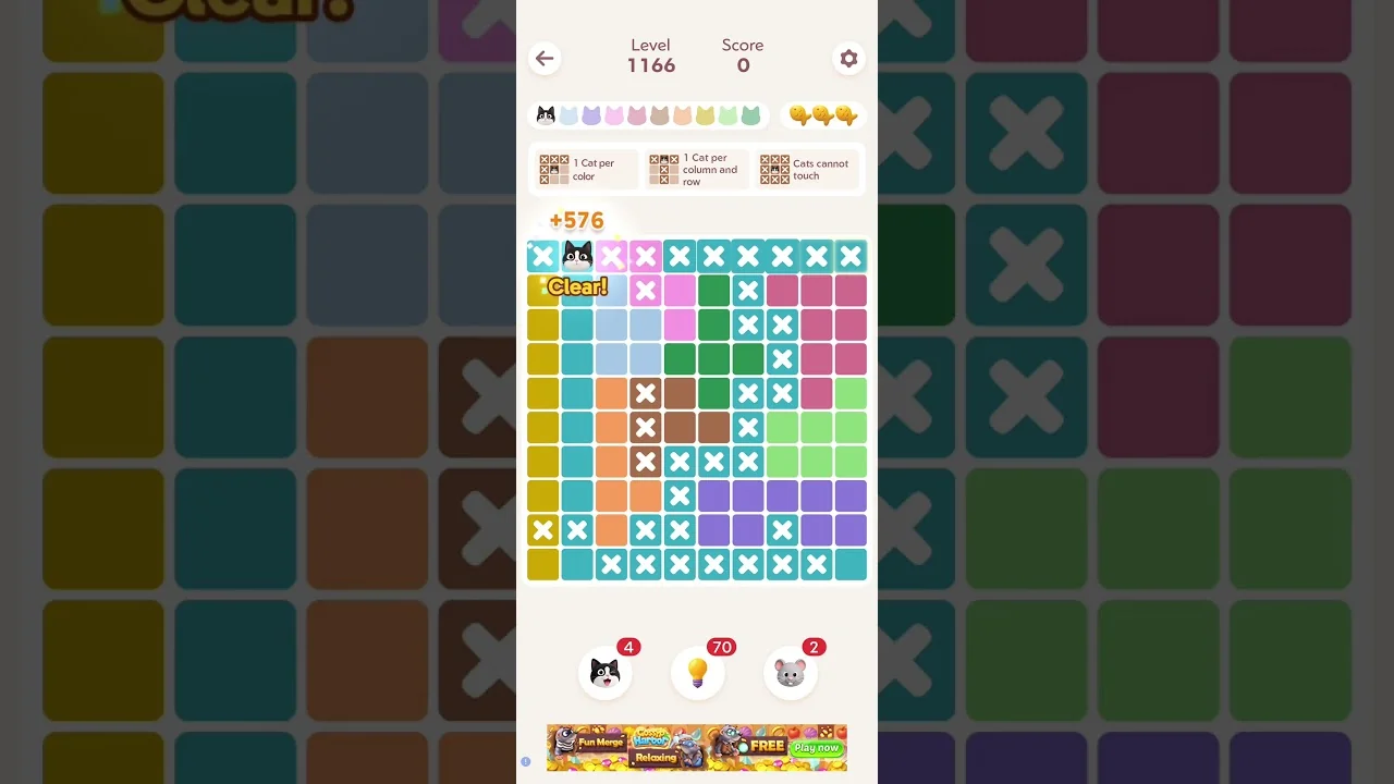Meowdoku Level 1166 board layout