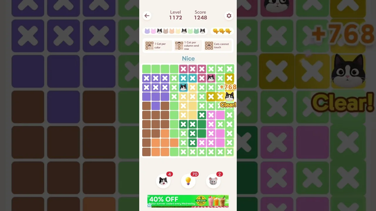 Meowdoku Level 1172 board layout