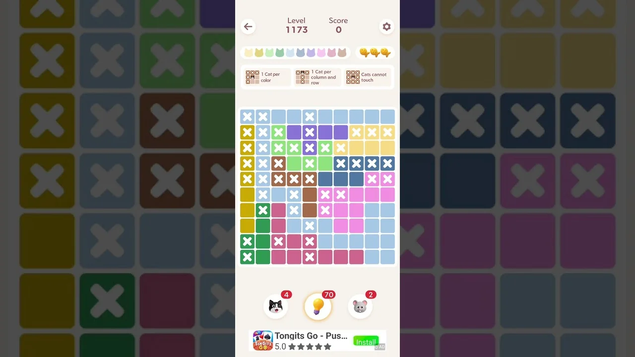 Meowdoku Level 1173 board layout