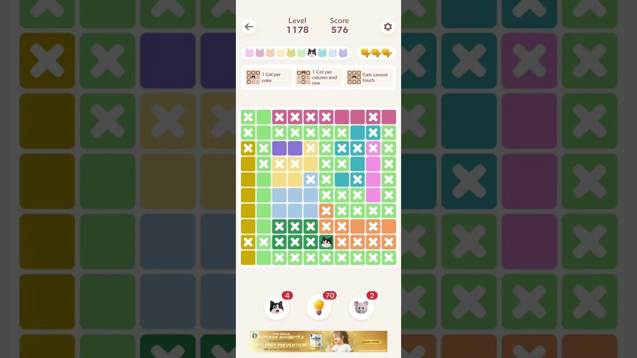 Meowdoku Level 1178 board layout