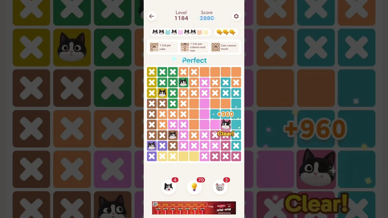 Meowdoku Level 1184 board layout