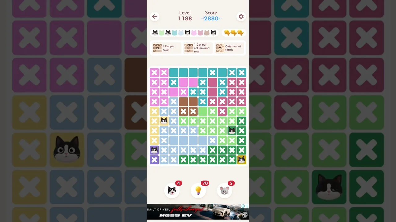 Meowdoku Level 1188 board layout