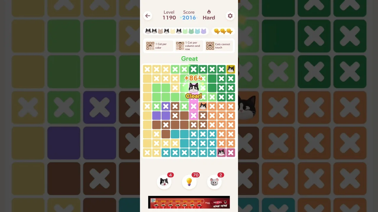 Meowdoku Level 1190 board layout