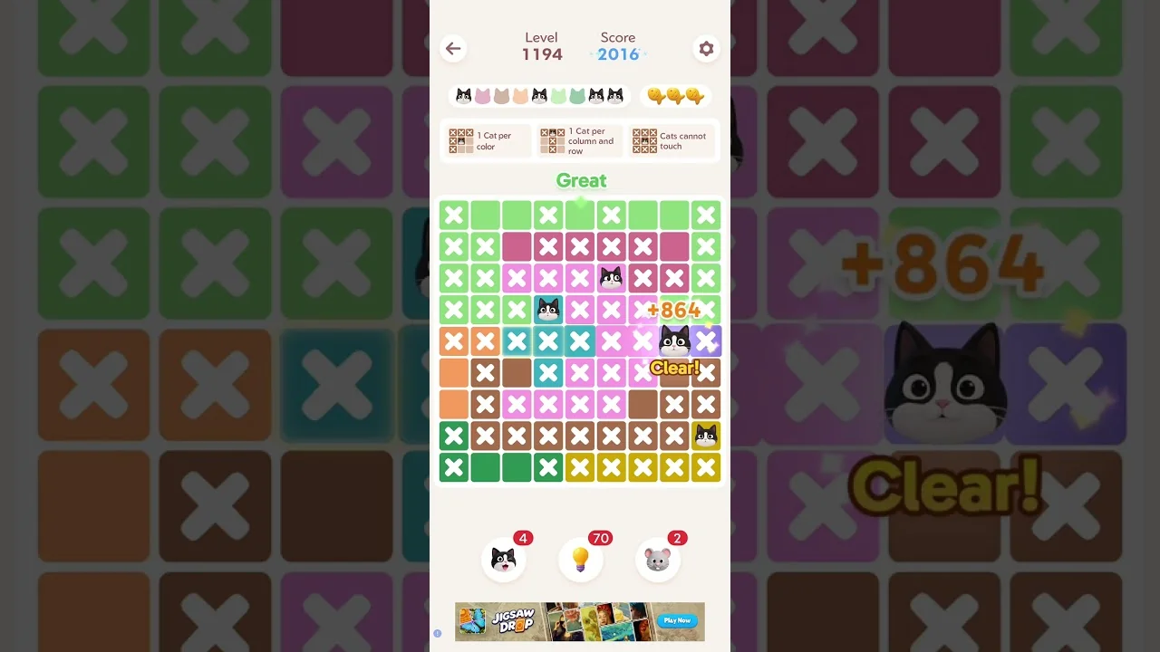 Meowdoku Level 1194 board layout