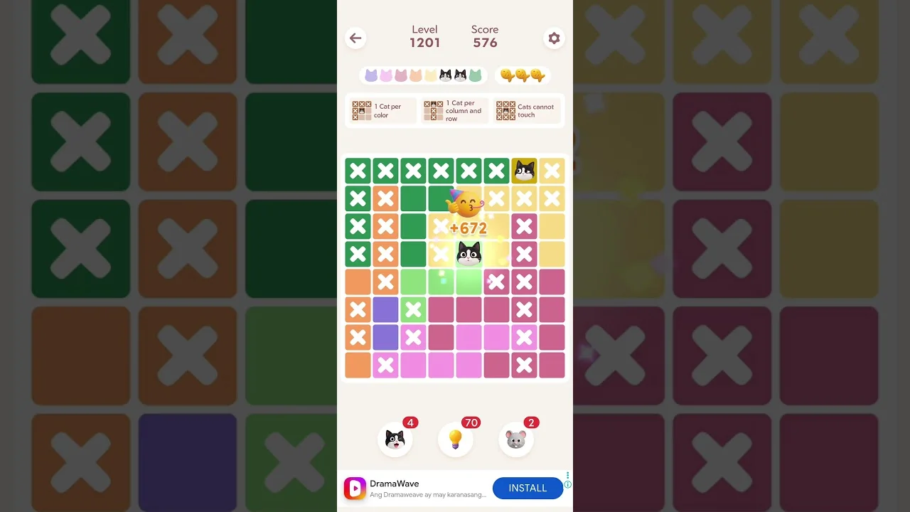 Meowdoku Level 1201 board layout