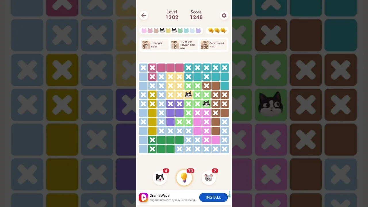 Meowdoku Level 1202 board layout