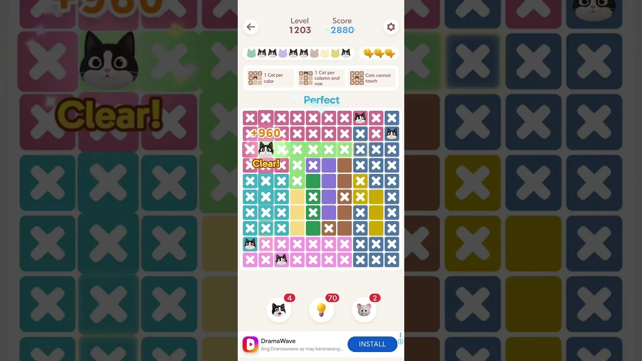 Meowdoku Level 1203 board layout