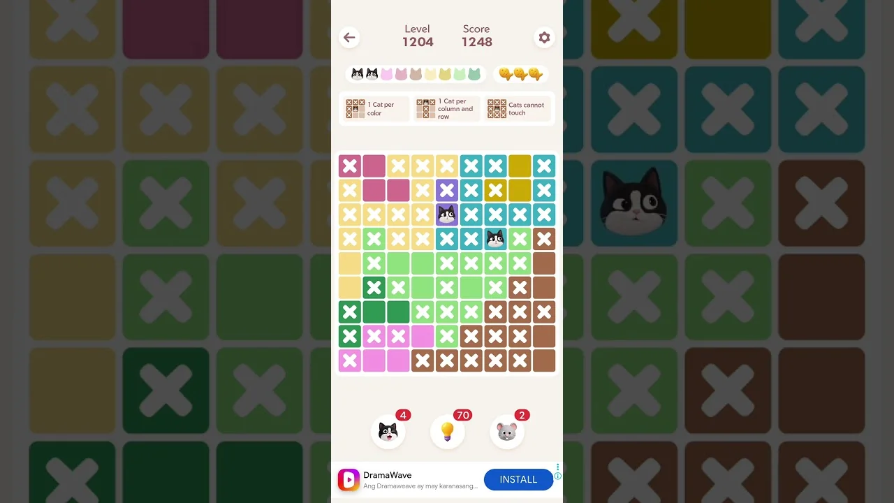 Meowdoku Level 1204 board layout