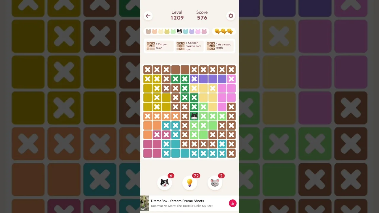 Meowdoku Level 1209 board layout